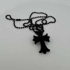 Chrome hearts 2019 24” black beaded cross necklace rare